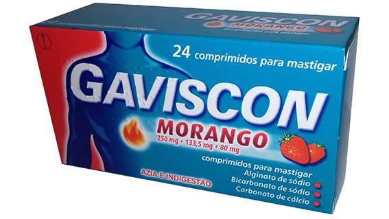 Gaviscon Morango, 250/133.5/80 mg x 24 comp mast