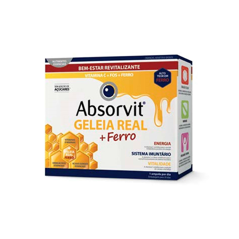 Absorvit Geleia Real + Ferro 20 Ampolas